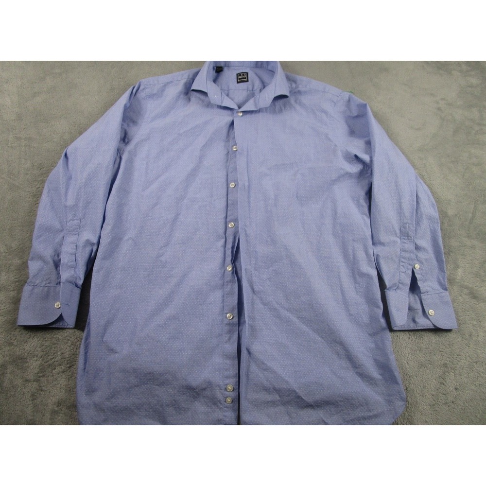 Ike‎ Behar Shirt Mens 16.5 Blue Textured Button Up Long Sleeve Professional